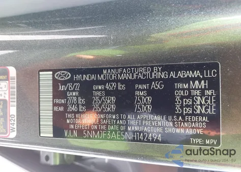 2022 Hyundai Tucson Sel from USA, damaged, VIN 5NMJF3AE5NH142494